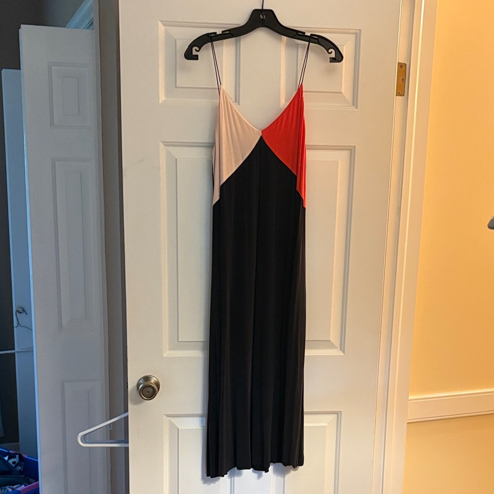 & Other Stories Tri-Tone Midi Dress - Red, Cream, Black